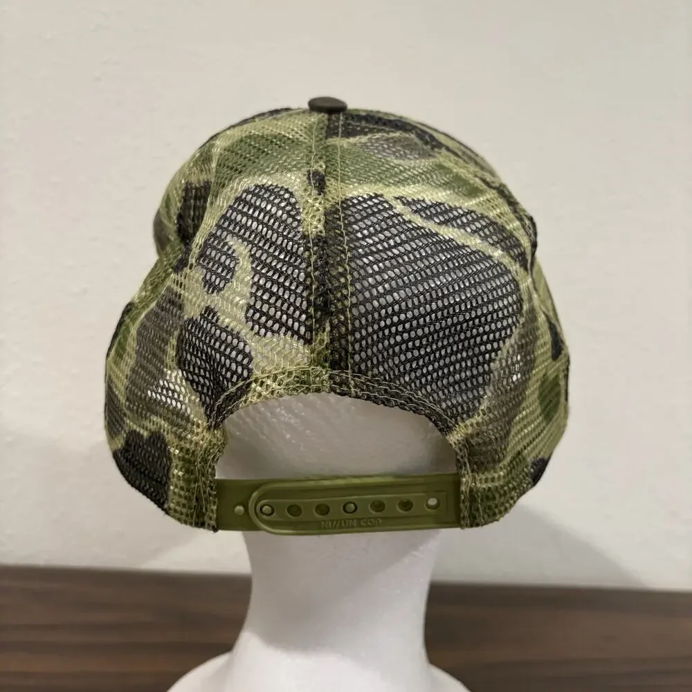 Vintage John‎ Deere Camo Hat Cap with Deer Logo Rope Southern Farm Supply Mesh